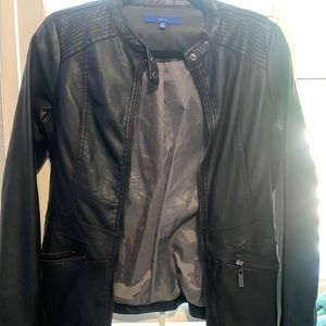 Black leather jacket.
